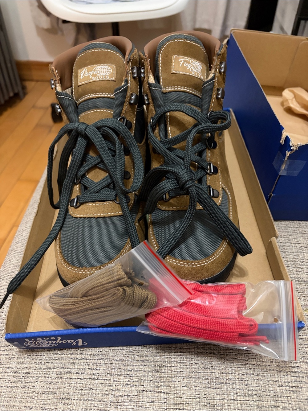 Vasque Men's Brown “FIEG KITH” limited edition and Dark Green Hiking Boots.🥾